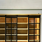 Natural Wall Mount LED Wooden Open Storage Display Cabinet