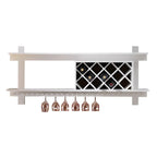 Pine Wooden Wall-Mounted Display Open Wine Bottle & Glass Rack