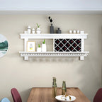 Pine Wooden Wall-Mounted Display Open Wine Bottle & Glass Rack