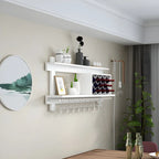 Pine Wooden Wall-Mounted Display Open Wine Bottle & Glass Rack