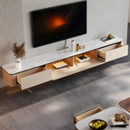 79 4-Drawer White Stone Floating Cable Management TV Stand