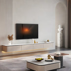 79 4-Drawer White Stone Floating Cable Management TV Stand