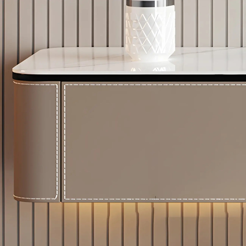 79 4-Drawer White Stone Floating Cable Management TV Stand