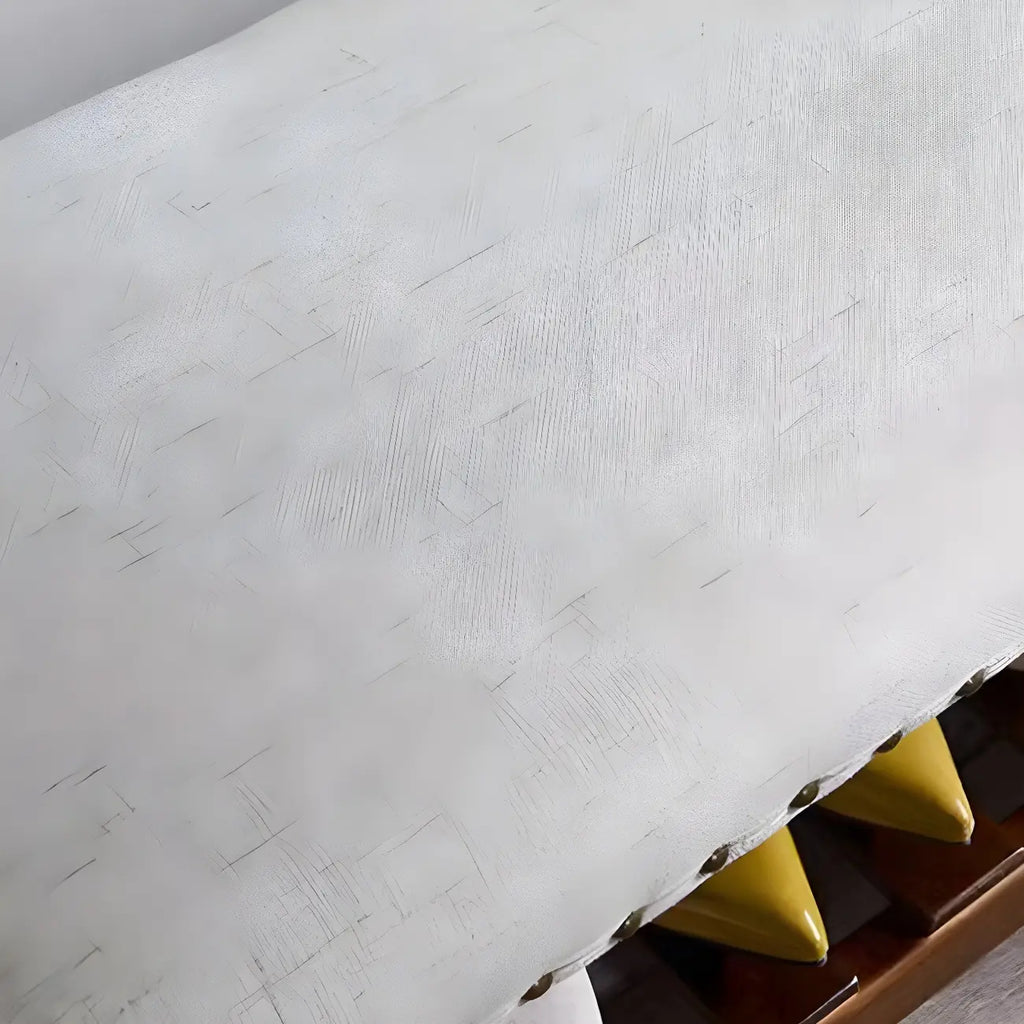 White Modern Upholstered Short Entryway Bench with Shelves