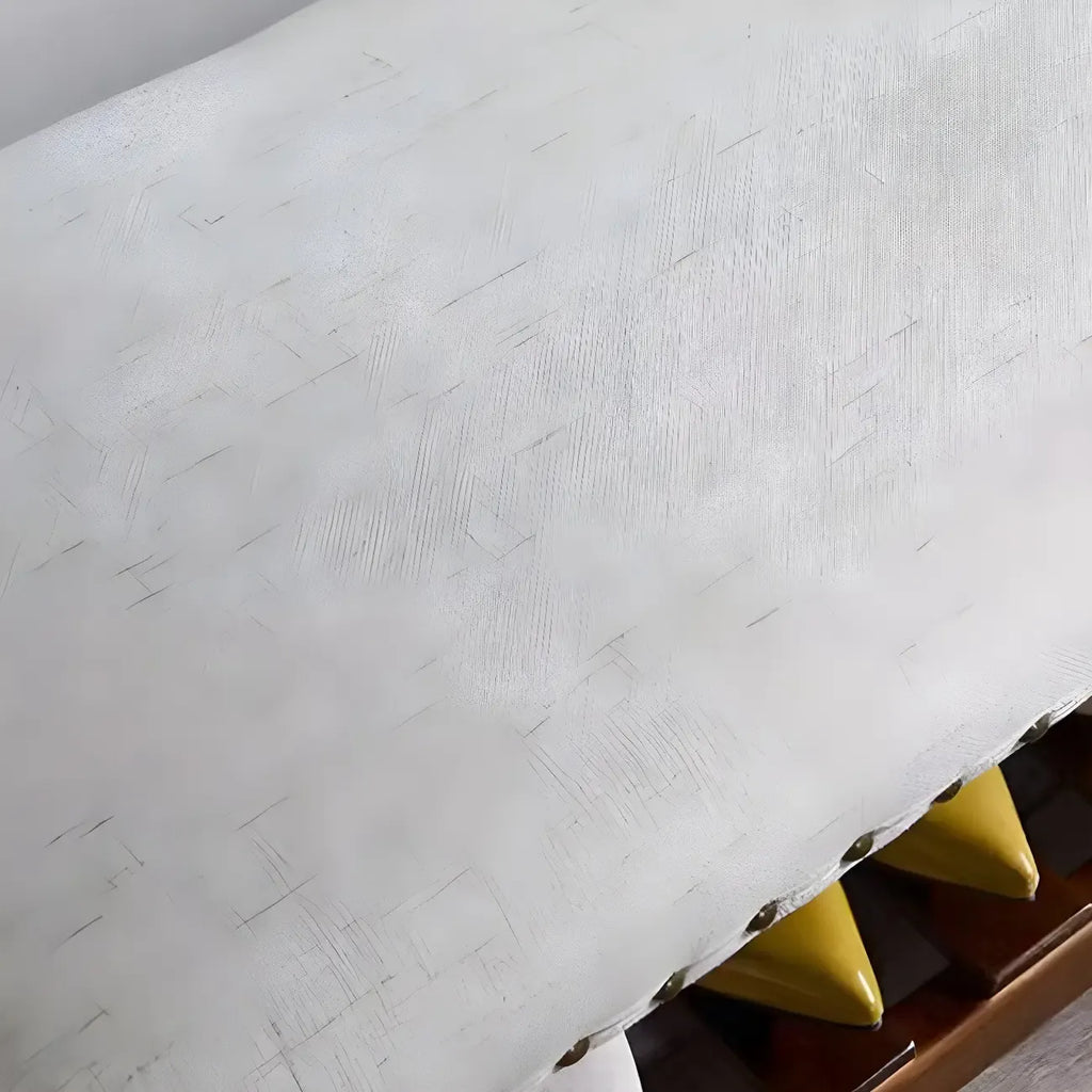 White Modern Upholstered Short Entryway Bench with Shelves