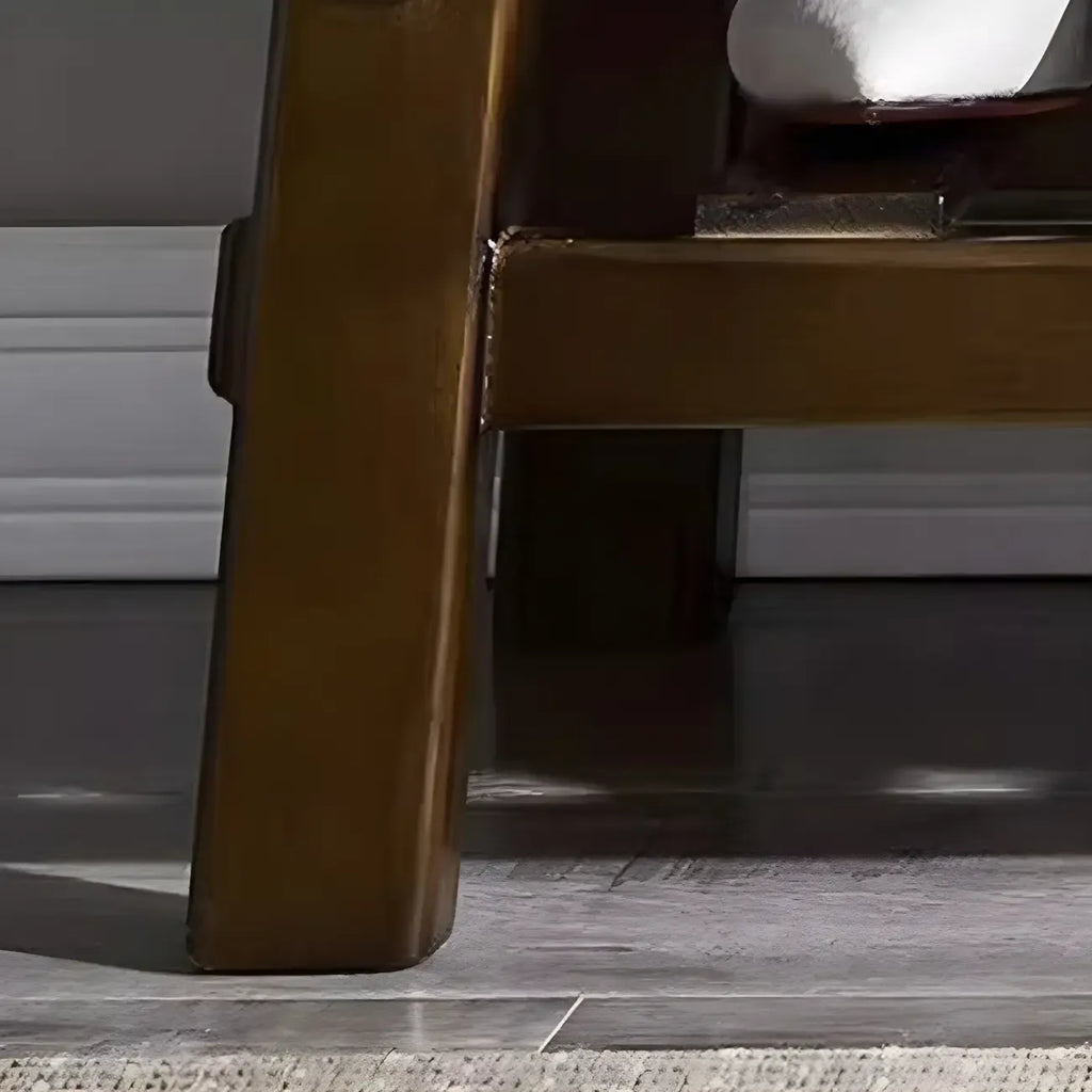 White Modern Upholstered Short Entryway Bench with Shelves