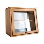 Simple Natural Glass Doors Wood Short China Cabinet