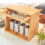 Simple Natural Glass Doors Wood Short China Cabinet