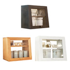 Simple Natural Glass Doors Wood Short China Cabinet