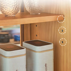 Simple Natural Glass Doors Wood Short China Cabinet