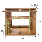 Simple Natural Glass Doors Wood Short China Cabinet