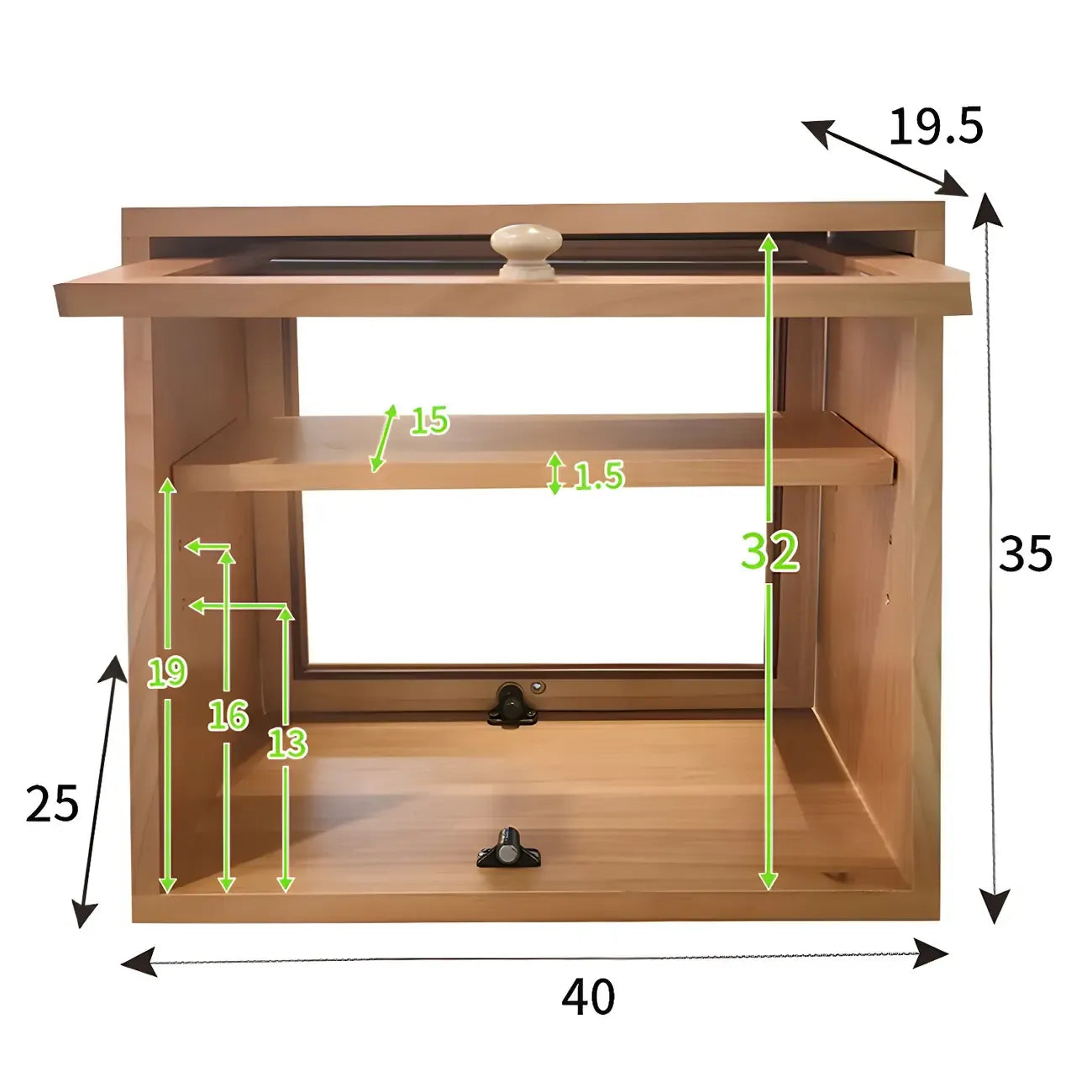 Simple Natural Glass Doors Wood Short China Cabinet
