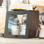 Simple Natural Glass Doors Wood Short China Cabinet