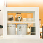 Simple Natural Glass Doors Wood Short China Cabinet