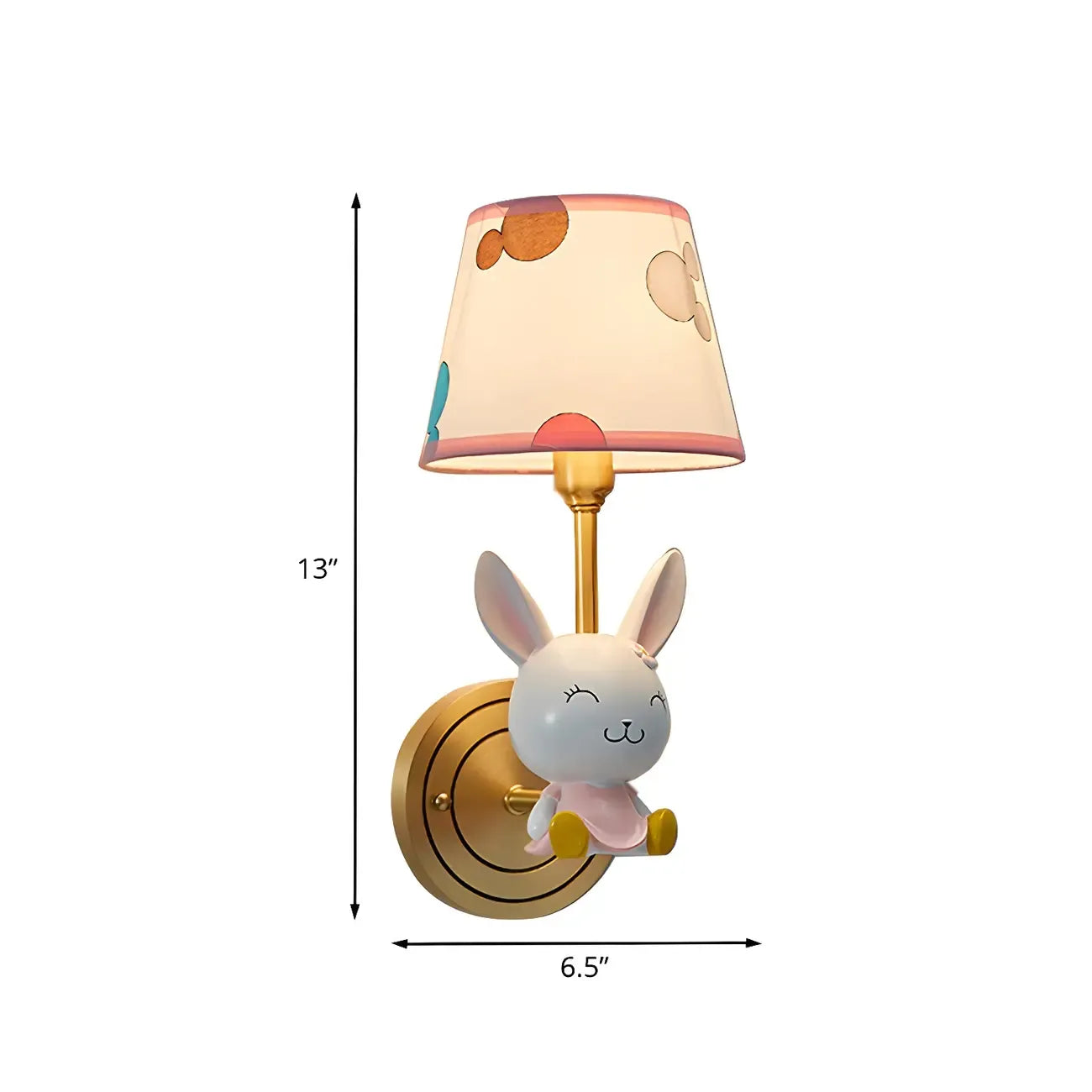 Kids Bunny LED Wall Sconce with Fabric Shade for Bedroom
