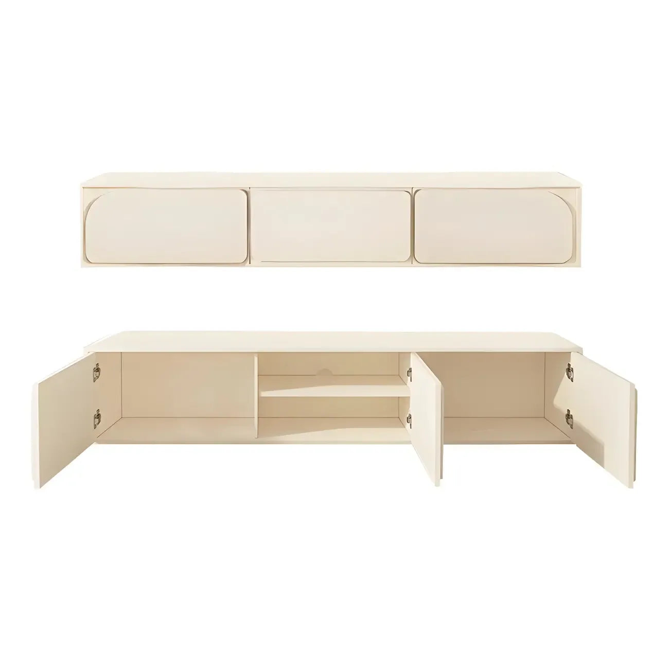 79 White Modern Wood Cable Management TV Stand with Legs