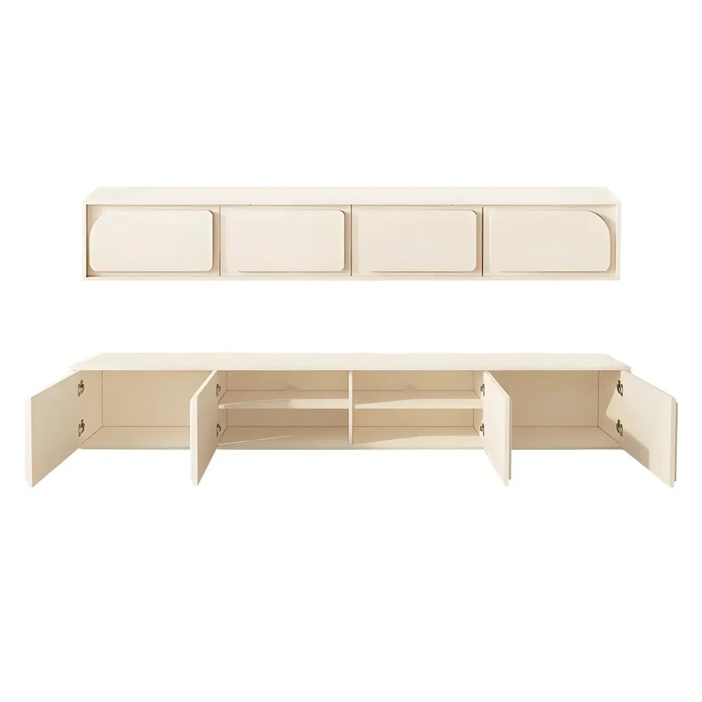 79 White Modern Wood Cable Management TV Stand with Legs