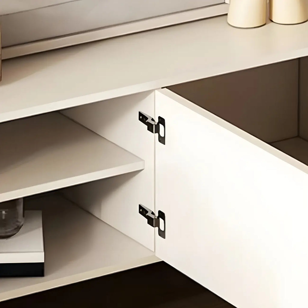 79 White Modern Wood Cable Management TV Stand with Legs