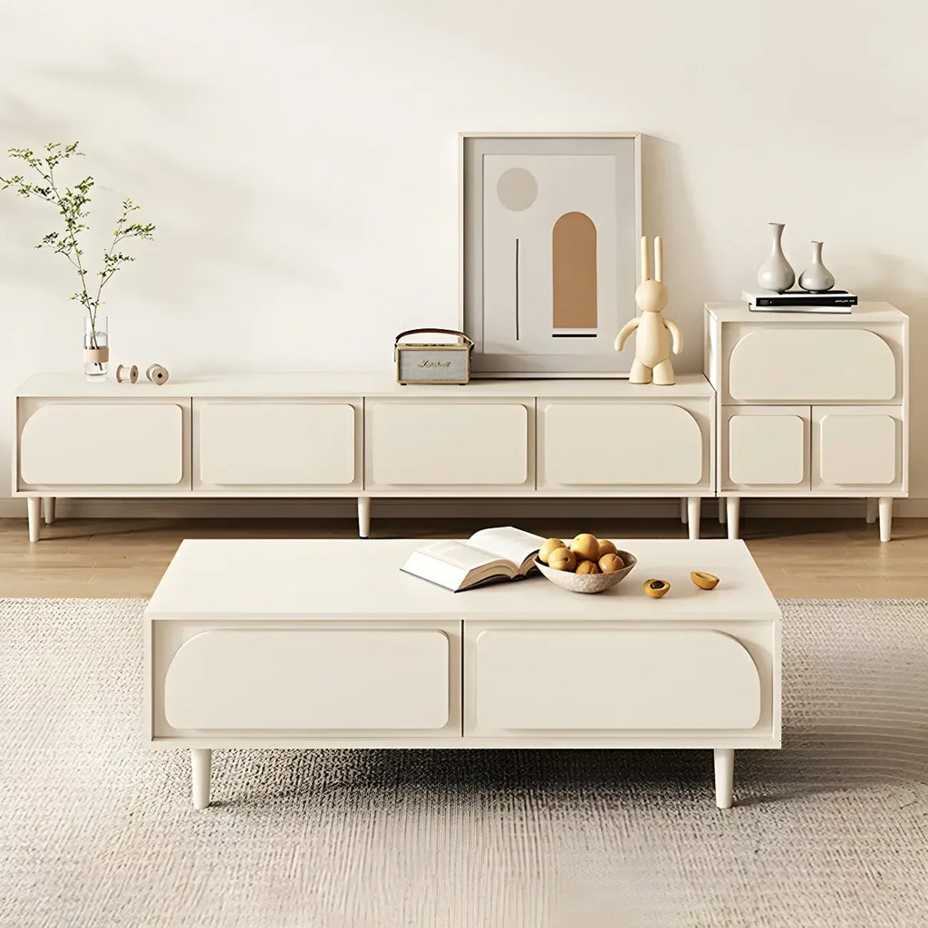 79 White Modern Wood Cable Management TV Stand with Legs