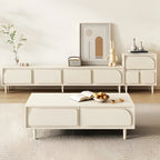 79 White Modern Wood Cable Management TV Stand with Legs