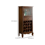 Mid-Century Modern Brown Wood Wine Cabinet with Glass Door