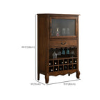 Mid-Century Modern Brown Wood Wine Cabinet with Glass Door