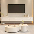 Modern Stone Floating TV Stand with Storage in White