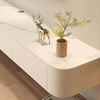 Modern Stone Floating TV Stand with Storage in White