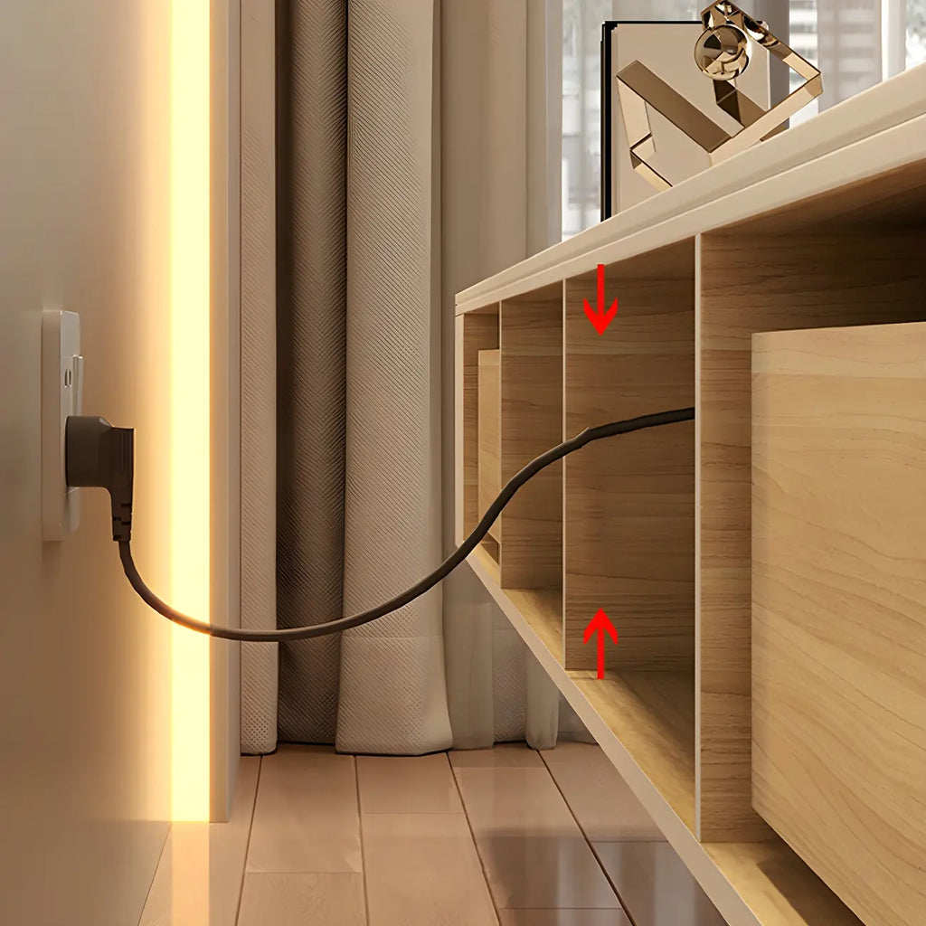 Modern Stone Floating TV Stand with Storage in White