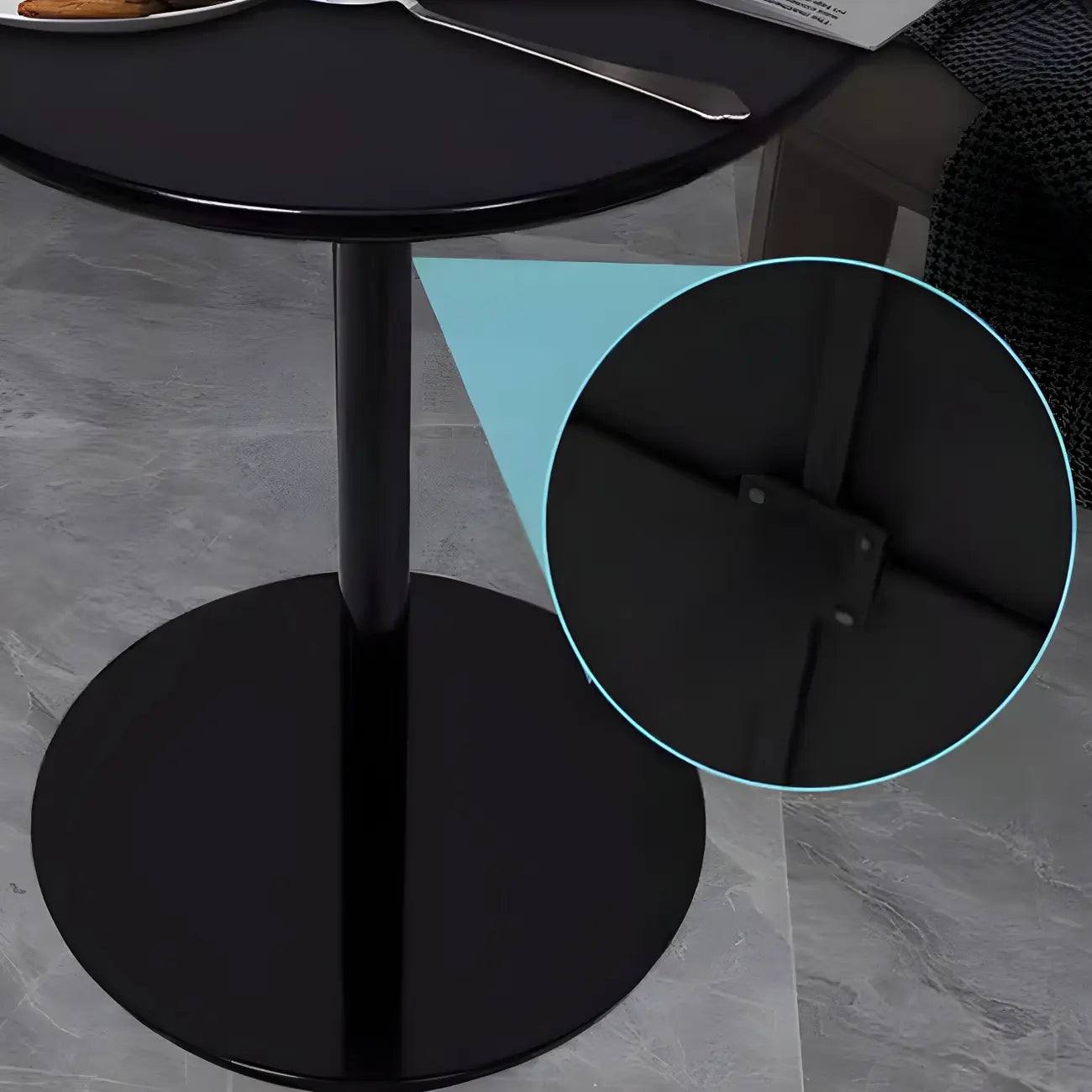 Contemporary Black Metal Pedestal Round End Table