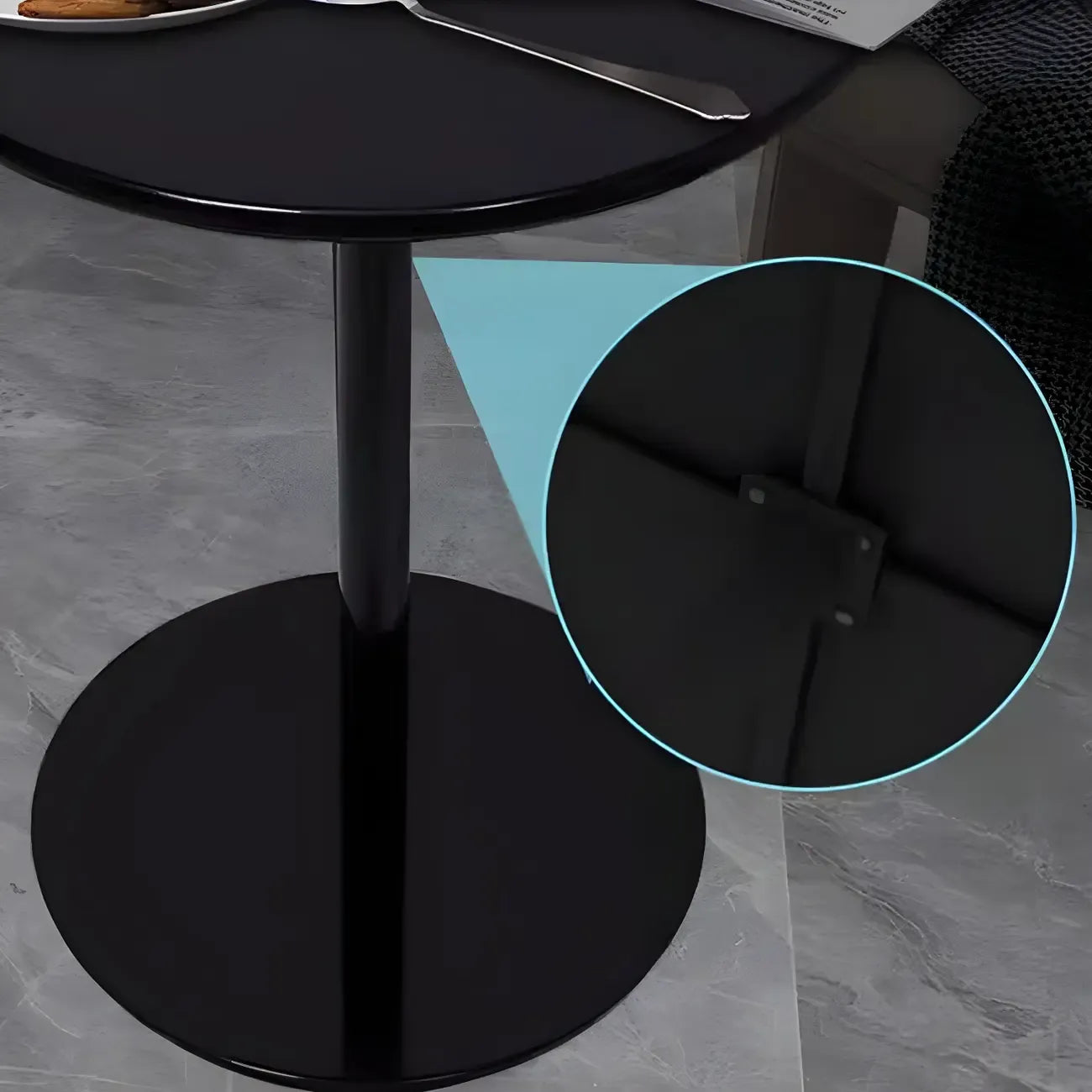Contemporary Black Metal Pedestal Round End Table