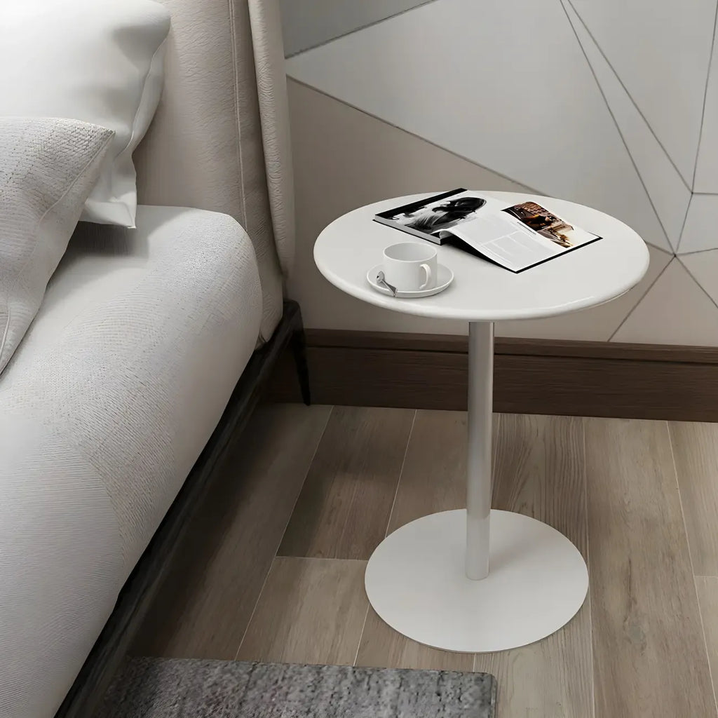 Contemporary Black Metal Pedestal Round End Table