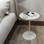 Contemporary Black Metal Pedestal Round End Table