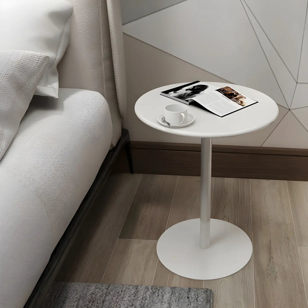 Contemporary Black Metal Pedestal Round End Table