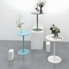 Contemporary Black Metal Pedestal Round End Table