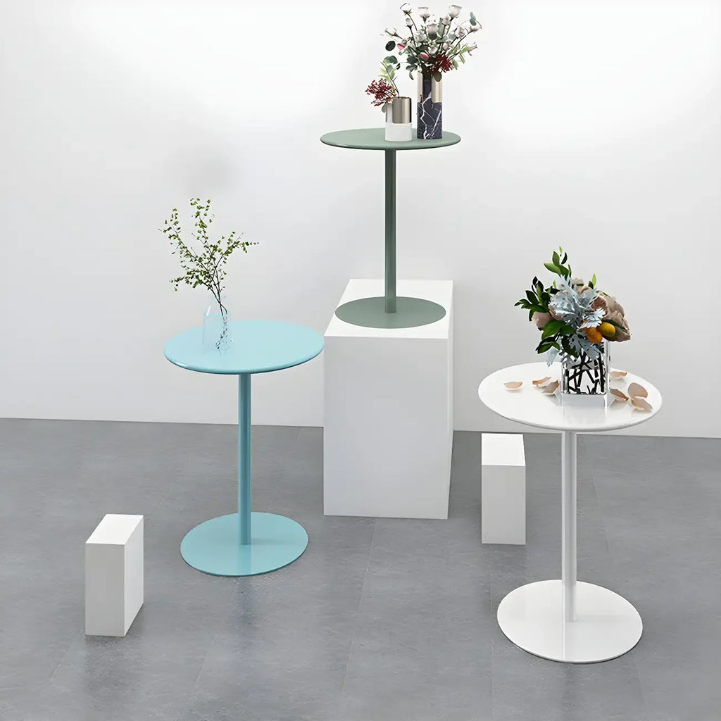 Contemporary Black Metal Pedestal Round End Table