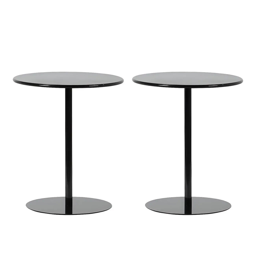 Contemporary Black Metal Pedestal Round End Table