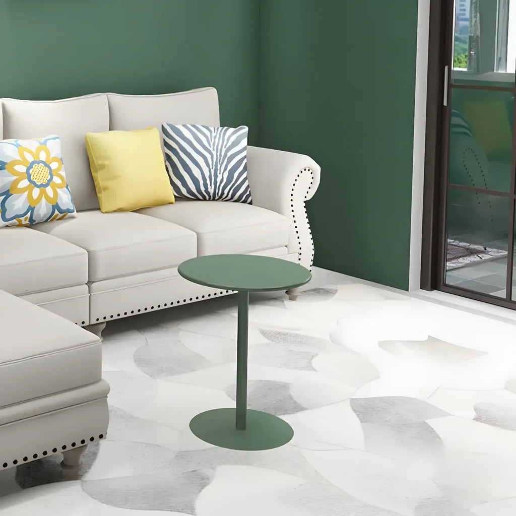 Contemporary Black Metal Pedestal Round End Table