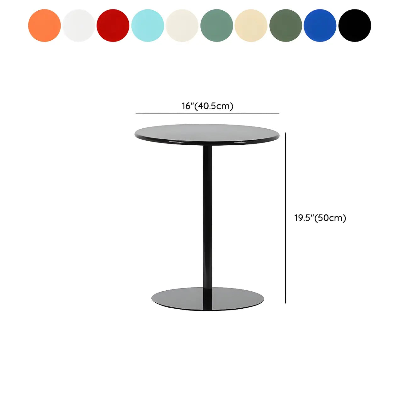 Contemporary Black Metal Pedestal Round End Table