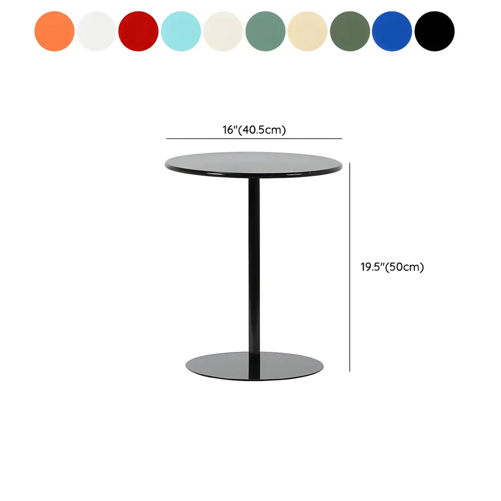 Contemporary Black Metal Pedestal Round End Table