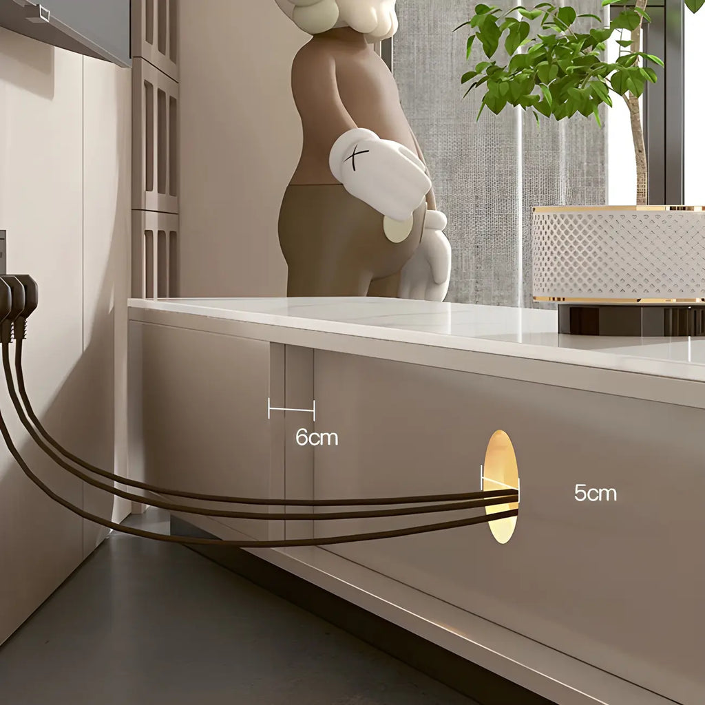 63 Champagne Modern Stone TV Stand with Cable Management