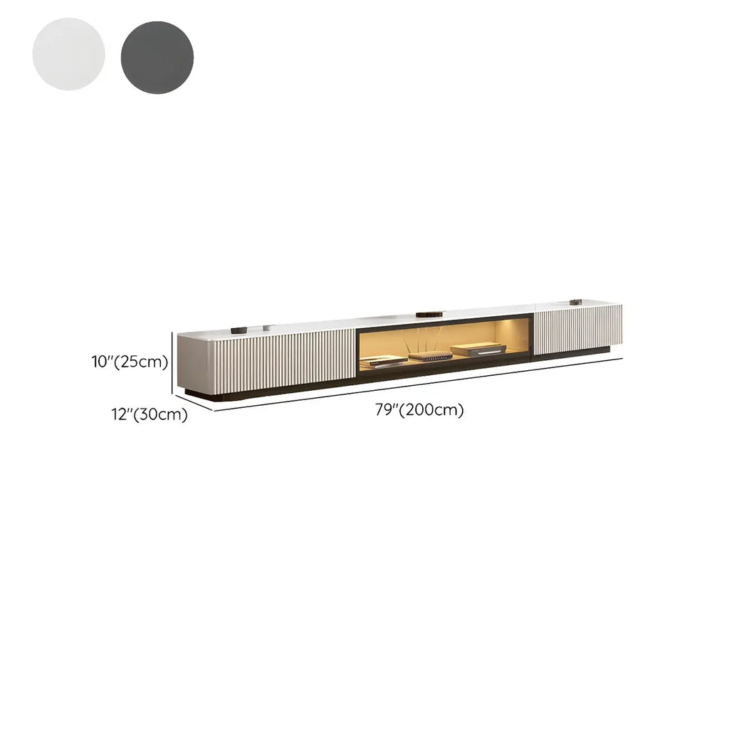 63 Champagne Modern Stone TV Stand with Cable Management