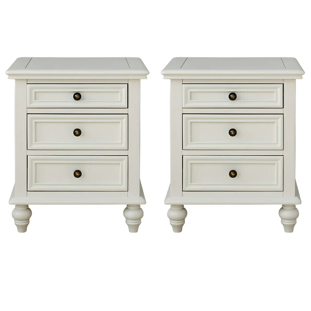 Compact Dark Walnut 3-Drawer Wood Nightstand