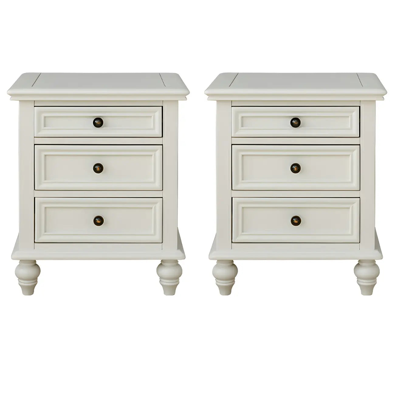 Compact Dark Walnut 3-Drawer Wood Nightstand