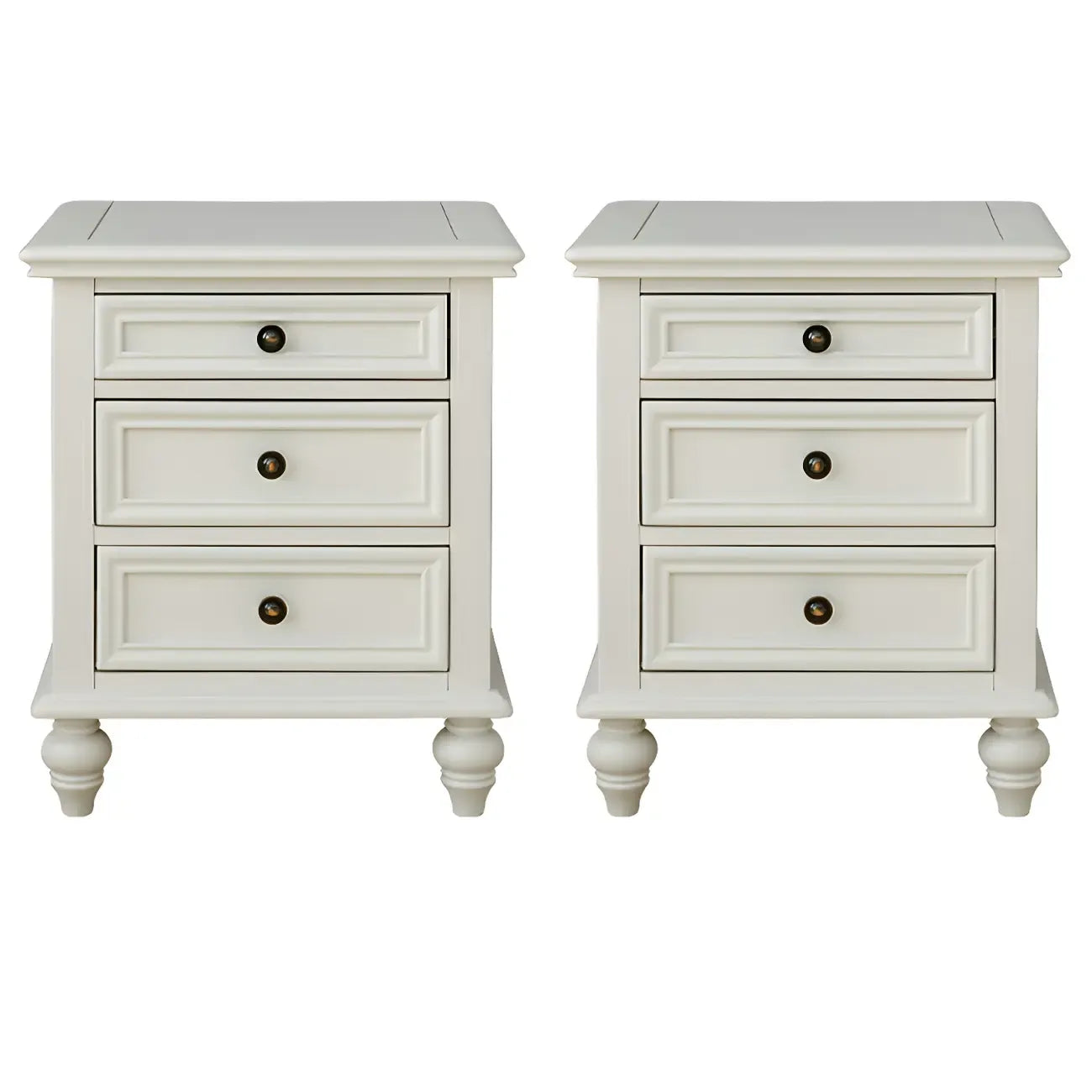 Compact Dark Walnut 3-Drawer Wood Nightstand