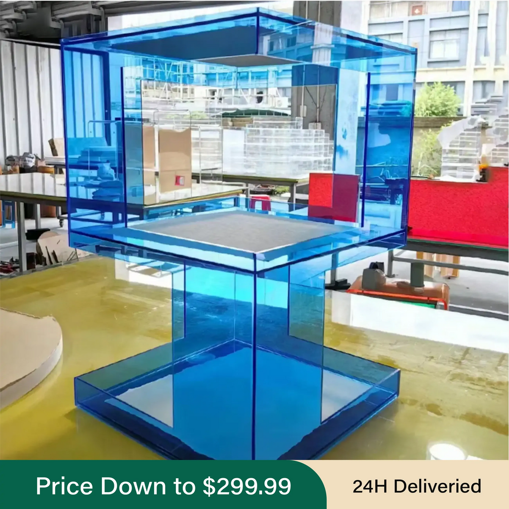 Glam Acrylic Square End Table with Open Storage for Living Room