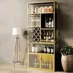 Freestanding Industrial Metal Eco-Board Floor Wine Rack Cabinet
